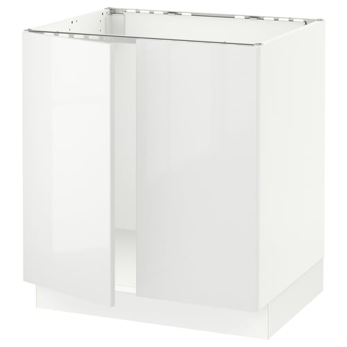 White glossy kitchen cabinet, square shape, sleek design, modern look.