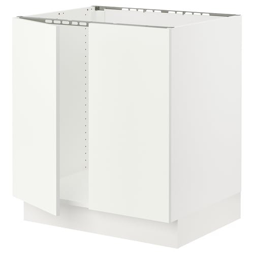 White SEKTION kitchen cabinet. Clean, modern design with no visible handles, made of particleboard and plastic.