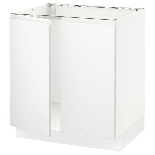 White kitchen cabinet, modern design, glossy finish, square shape.