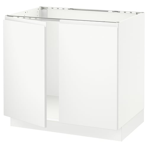 SEKTION white kitchen cabinet, modern minimalist design with integrated handles.