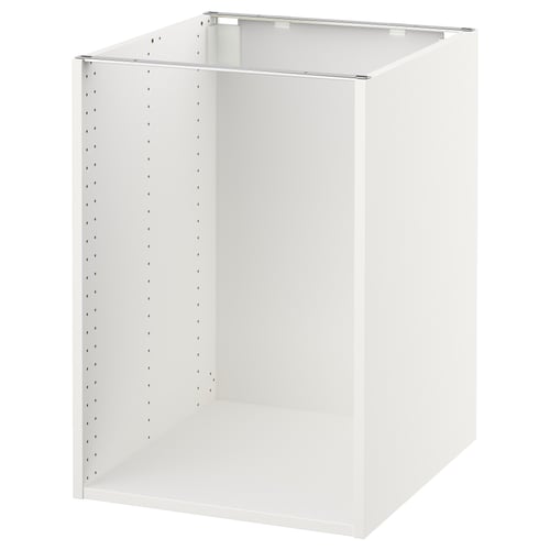 White SEKTION cabinet, rectangular shape, metallic sides, perforated for adjustable shelves.