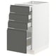 The ikea SEKTION kitchen cabinet in white with five gray drawers. The drawers are modern, with a smooth finish and sleek, integrated handles.