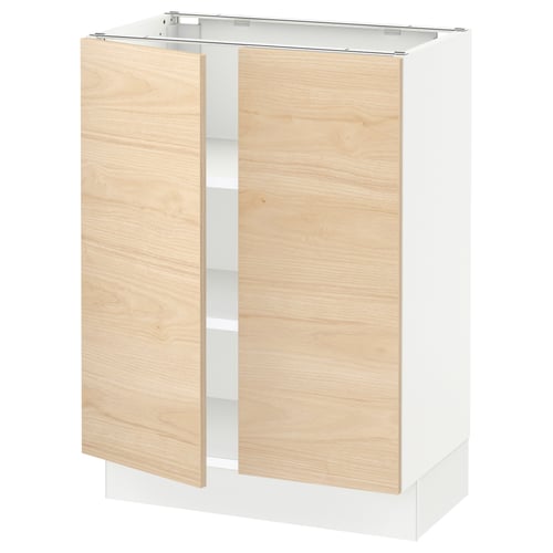 Ikea SEKTION kitchen cabinet with light ash doors and white base.