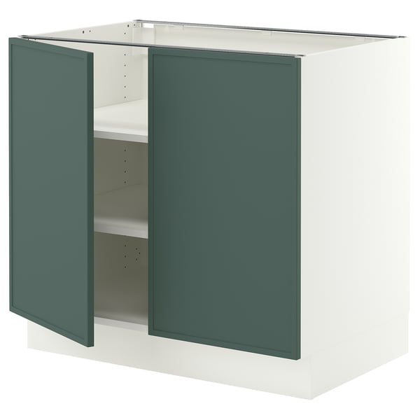 SEKTION Base cabinet with shelves/2 doors, white/Aspudden dark gray-green, 36x24x30 "