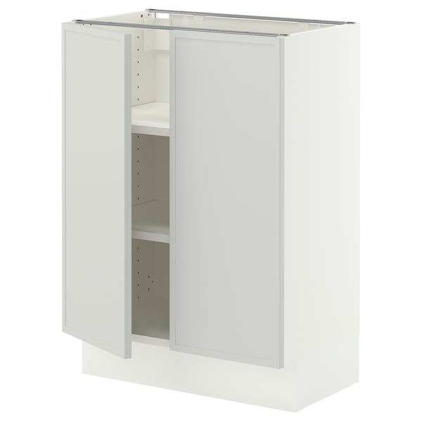 SEKTION Base cabinet with shelves/2 doors, white/Aspudden light gray, 24x15x30 "