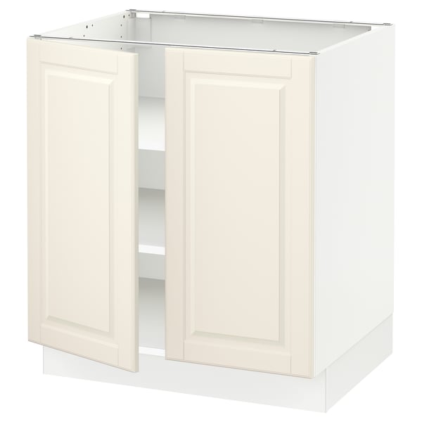 SEKTION kitchen cabinet in off-white with adjustable shelves.