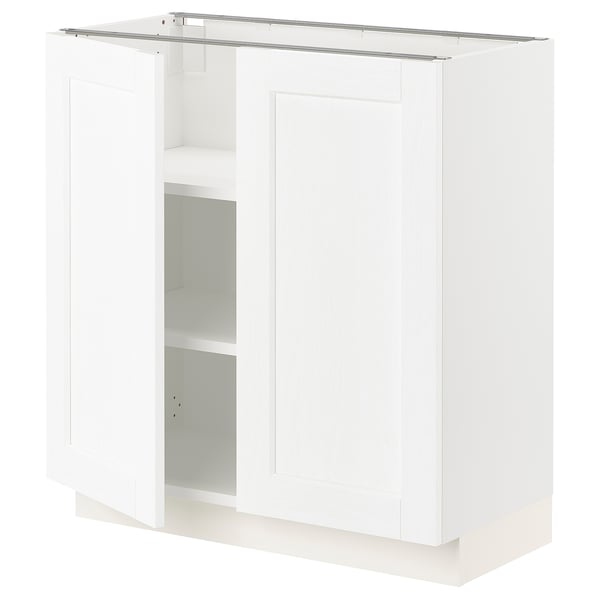 SEKTION white kitchen cabinet; classic design, wooden texture, adjustable shelves.