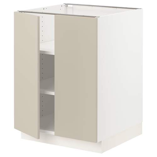 Beige SEKTION cabinet, modern kitchen storage with adjustable shelves.