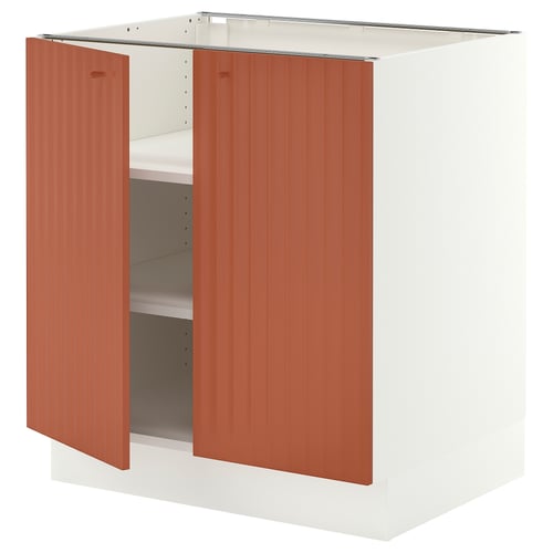SEKTION Base cabinet with shelves/2 doors, white/Terrsjö red-brown wave pattern, 30x24x30 "