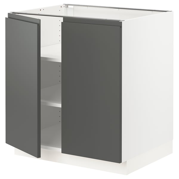 IKEAs SEKTION kitchen unit in dark grey with white interior, modern design.