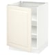 An off-white SEKTION kitchen cabinet with a single door and adjustable shelves. Its classic design bevelled edges and sturdy construction.