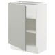 SEKTION kitchen cabinet in light grey, modern design, with adjustable shelves and soft-close hinge.