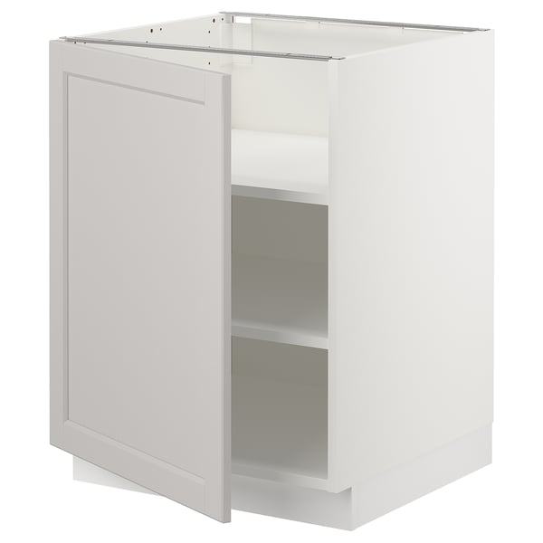 White SEKTION kitchen cabinet, classic design, metal shelves, traditional look.