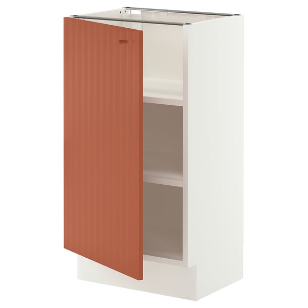SEKTION Base cabinet with shelves, white/Terrsjö red-brown wave pattern, 18x15x30 "