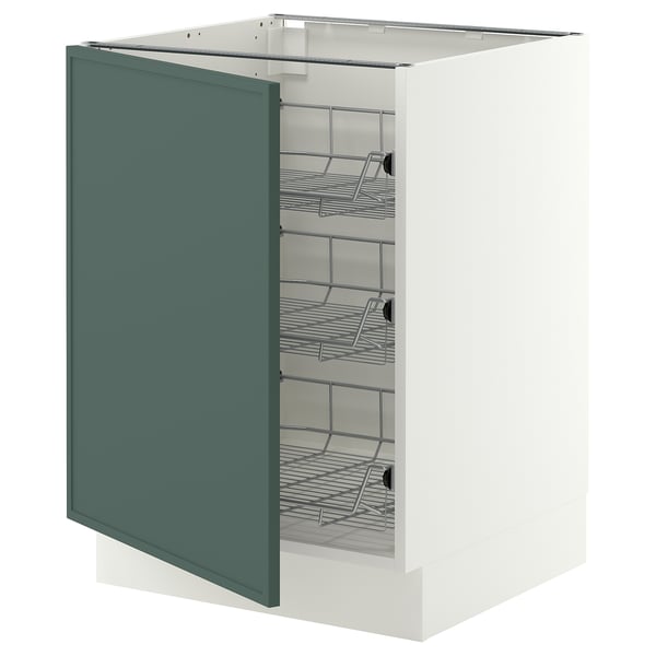 SEKTION Base cabinet with wire baskets, white/Aspudden dark gray-green, 24x24x30 "