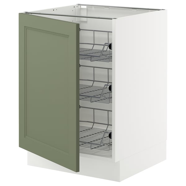 Ikea SEKTION green-white kitchen cabinet, metal drawers.