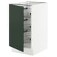 SEKTION kitchen cabinet, green, white, rectangular, pull-out baskets.