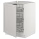SEKTION white kitchen cabinet with pull-out wire baskets.
