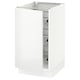 A white SEKTION kitchen cabinet with a glossy finish, featuring sleek design and organised wire shelves.