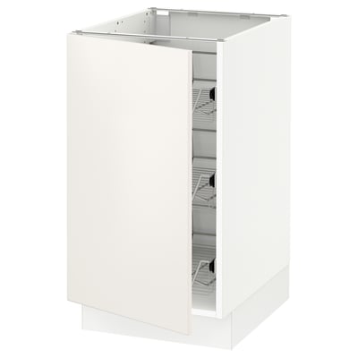 SEKTION white cabinet, modern design, wire shelves, smooth door.