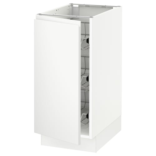 SEKTION white kitchen cabinet with pull-out baskets, sleek design.