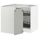 A white SEKTION kitchen cabinet with adjustable shelves and a pull-out organiser.