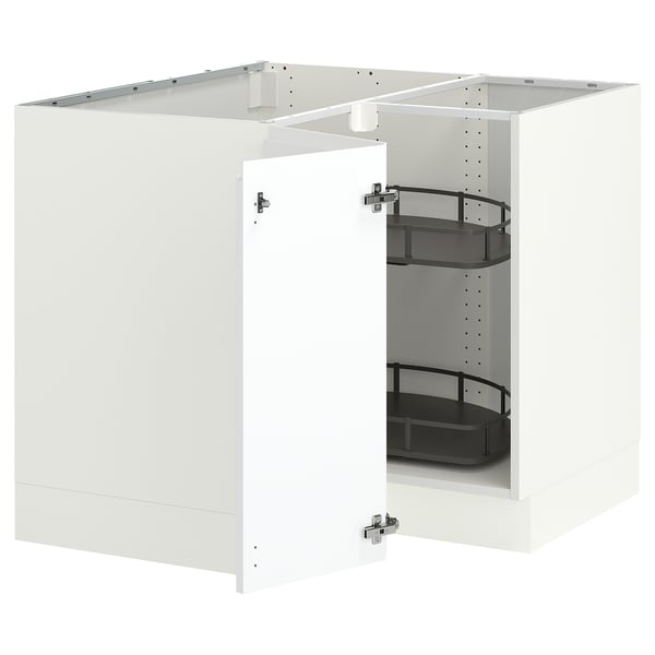 SEKTION Corner base cabinet with carousel, white/Voxtorp matte white, 38x24x30 "