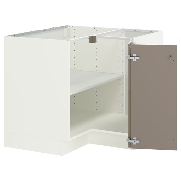 SEKTION Corner base cabinet with shelf, white/Voxtorp high-gloss dark grey-brown, 38x24x30 "