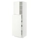 White SEKTION kitchen cabinets with adjustable shelves, glossy finish.