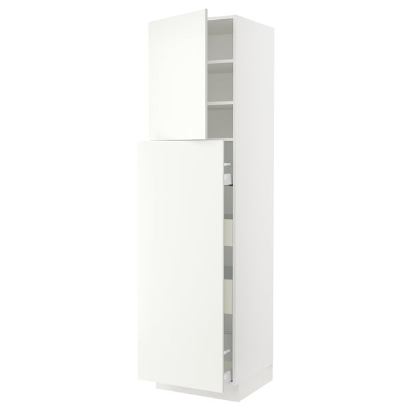 SEKTION white kitchen cabinet with adjustable shelves, sleek design, includes dampened hinge.
