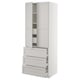 A light grey SEKTION kitchen cabinet with four drawers and two doors, featuring a traditional design with bevelled edges.