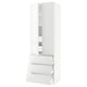 White SEKTION kitchen unit with glossy drawers and cabinet, high and sleek design.