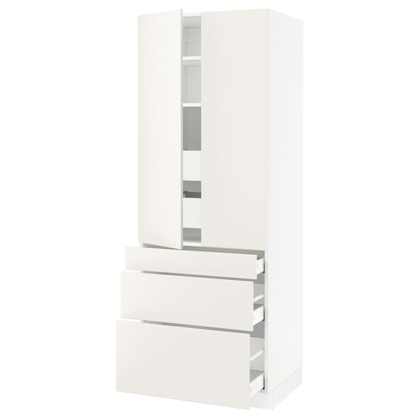SEKTION white kitchen unit with drawers and adjustable shelves.
