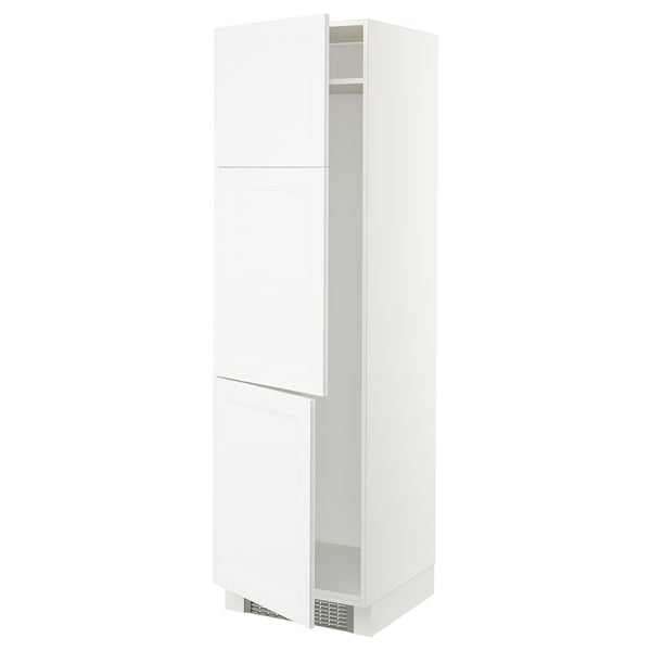 White SEKTION kitchen cabinet with axstad fronts, sleek design, adjustable shelves, and nickel-plated hinges.