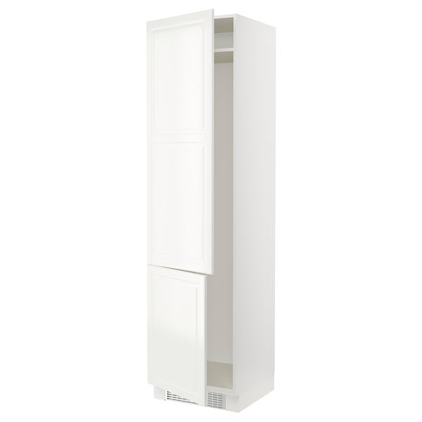 White SEKTION tall storage cabinet with two doors and adjustable shelves.