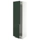 A tall, white SEKTION cabinet with deep green doors. One door is open, revealing storage space inside. The doors have a sleek, modern design.