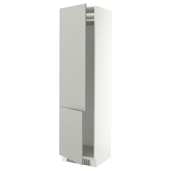 SEKTION, light grey kitchen cabinet, tall square shape, modern clean design.