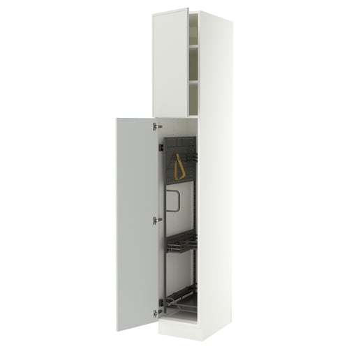 SEKTION High cabinet/pull-out int fittings, white/Aspudden light gray, 15x24x90 "