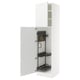 White SEKTION kitchen cabinet with adjustable shelves and a pegboard, shown with the door open.