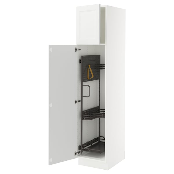 White SEKTION kitchen cabinet with adjustable shelves and soft-close hinges.