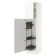White SEKTION kitchen cabinet with adjustable shelves and metal organisers.