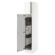 An ikea SEKTION white cabinet with adjustable shelves and a door that swings open.