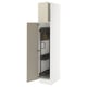 White SEKTION kitchen cabinet with beige door, adjustable shelves, and hinge damper.