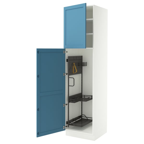 SEKTION High cabinet/pull-out int fittings, white/Lerhyttan blue, 24x24x90 "