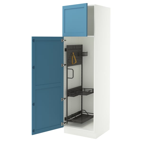 SEKTION High cabinet/pull-out int fittings, white/Lerhyttan blue, 24x24x80 "