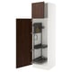 Modern kitchen cabinet: SEKTION, white, wood, adjustable shelves, three doors, including one open with dark brown door.