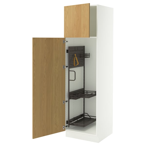 SEKTION High cabinet/pull-out int fittings, white/Sinarp oak veneer, 24x24x80 "