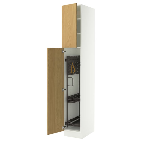 SEKTION white cabinet with wooden door, internal shelves, and hinges.