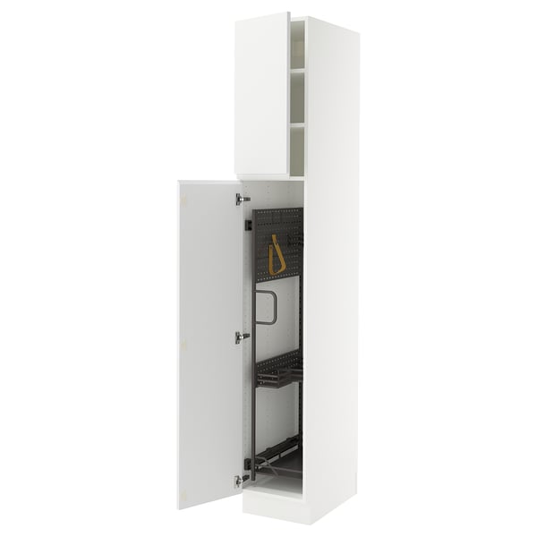 SEKTION white kitchen cabinet with adjustable shelves and soft-close hinges.