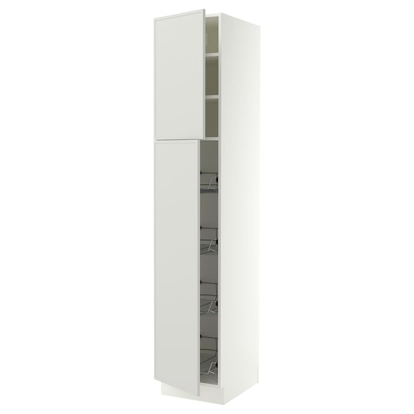 SEKTION High cabinet w door/wire baskets, white/Aspudden light gray, 18x24x90 "